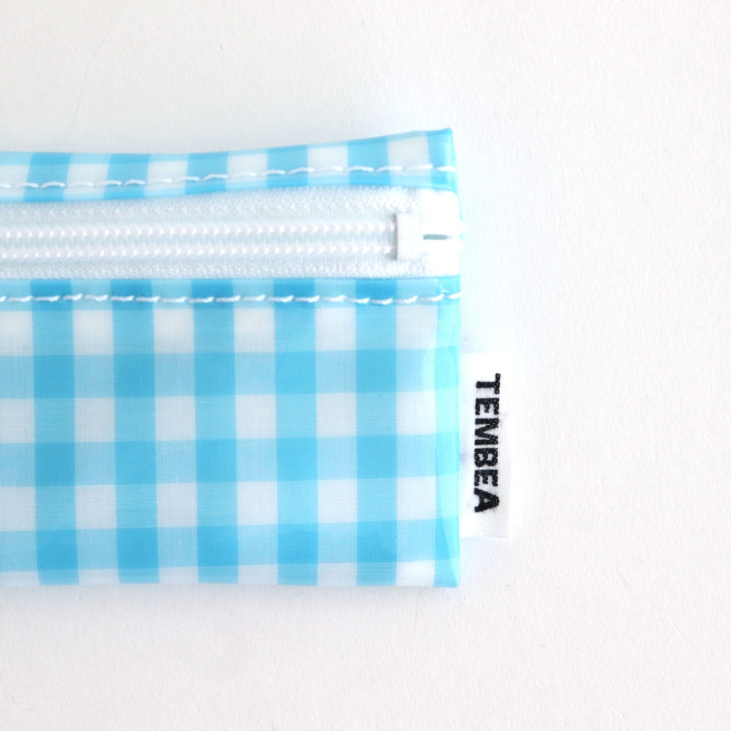 FLAT POUCH MINI #GINGHAM SAX [TMB-2352A]