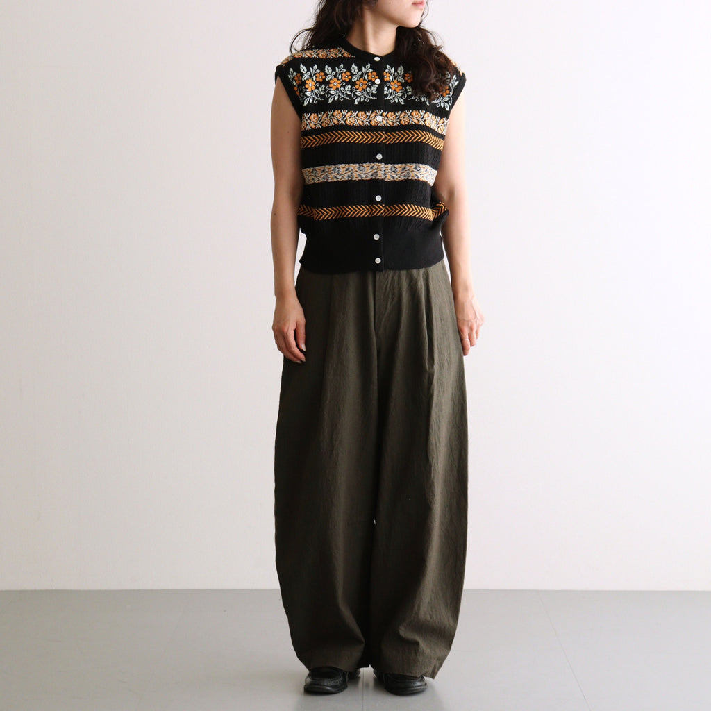 Flower Jacquard Knit Vest #Black [261806]