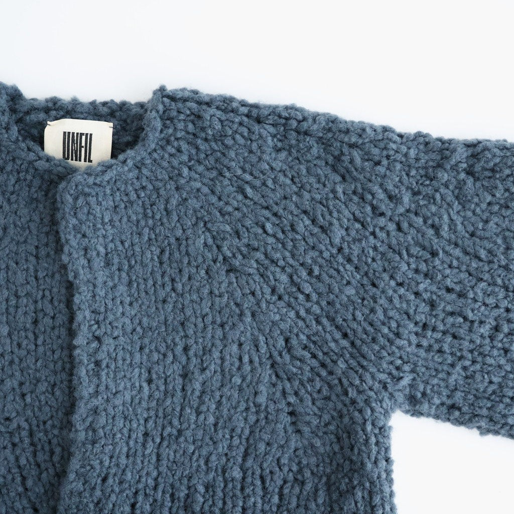 british super down slub felt yarn hand-knit cardigan #dark teal [WXFL-UW127]