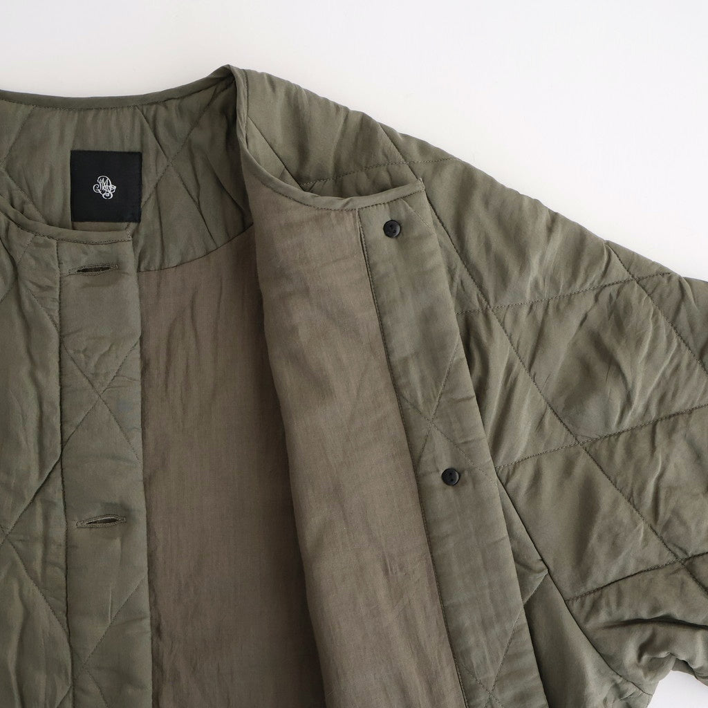 PADDED BANGALORE SILK PLAIN FRONT BUTTON SHORT COAT #4750 OLV (DK.OLIVE) [NMDS25582]