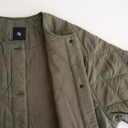 PADDED BANGALORE SILK PLAIN FRONT BUTTON SHORT COAT #4750 OLV (DK.OLIVE) [NMDS25582]
