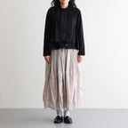 60s AUTOLOOM LINEN/COTTON PLAIN OVERDYE GATHERED SKIRT #940D D.GREY [INMDS26012D]