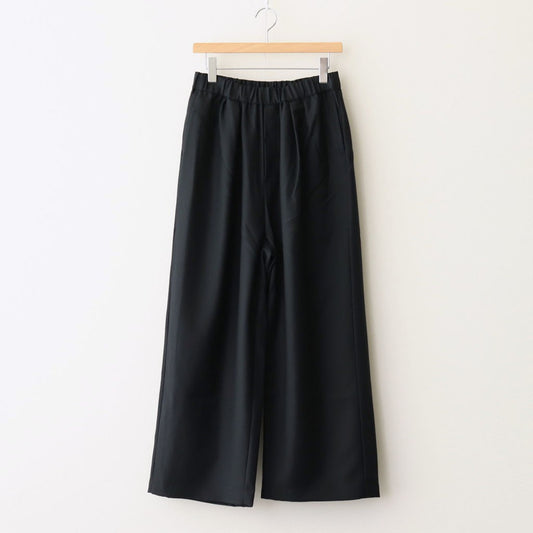 WORSTED SERGE 2TUCK WIDE EASY PANTS #9900 BLACK [GNMDS2502WS]