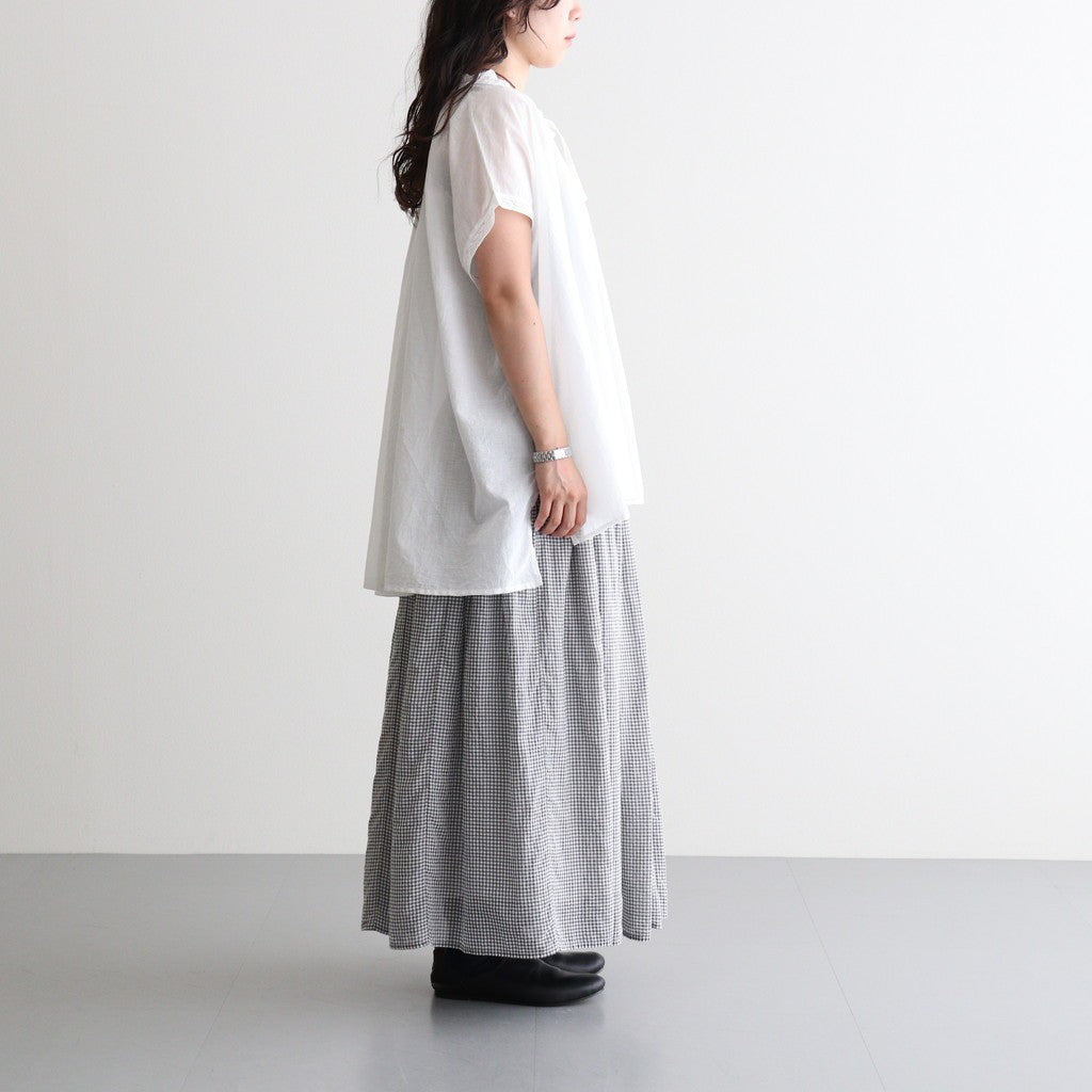 80s COTTON VOILE LACE LACE&STRING COLLAR GATHERED SHIRT #9100 WHT (OFF WHITE) [NSL26092]