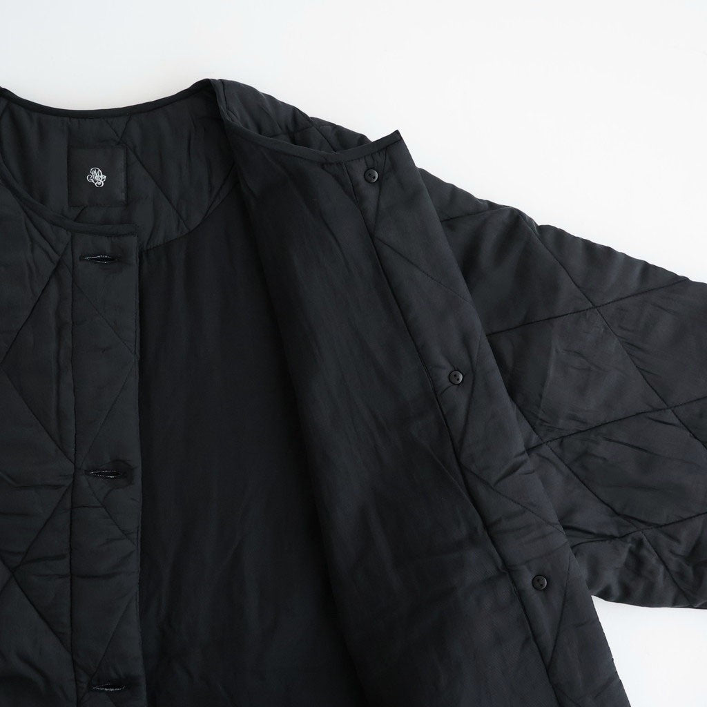 BANGALORE SILK PLAIN PADDED C-NECK SHORT COAT #9900 BLACK [NMDS26551]