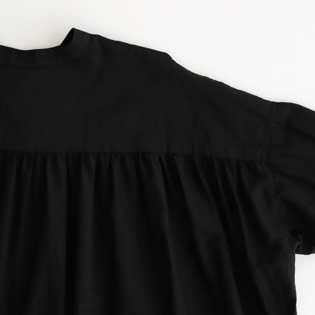 G.D COTTON SILK STAND COLLAR LONG SHIRT #Black [no.7366]