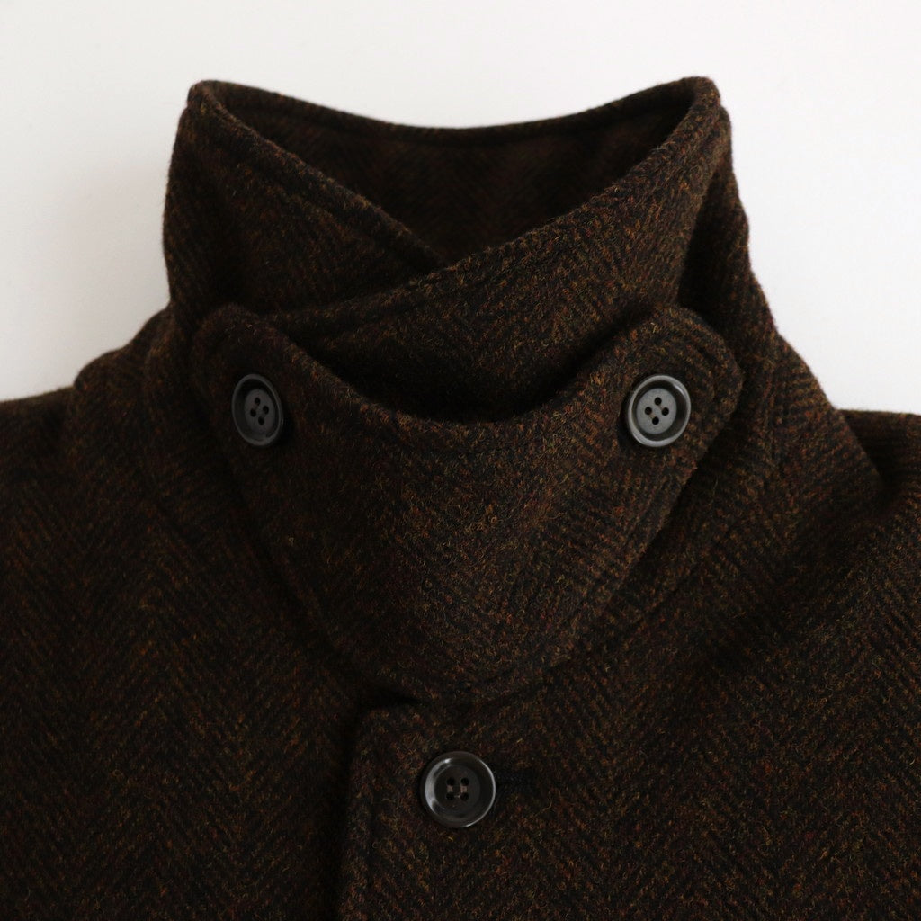 Bishu original wool herringbone stand collar coat #brown herringbone [TS243CO080]