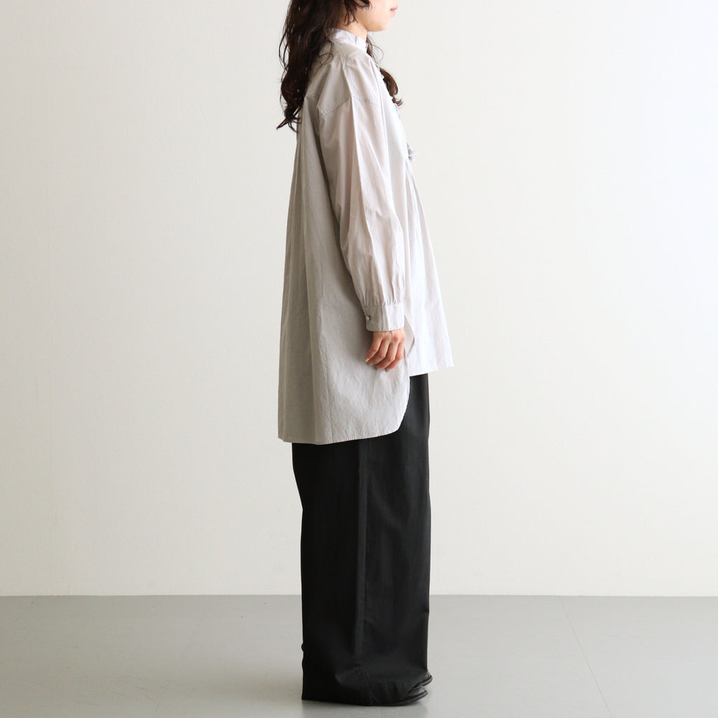 60s ORGANIC CAMBRIC WITH EMB BANDED COLLAR EMB TUNIC #9200 LT GREY [NMDS26222]