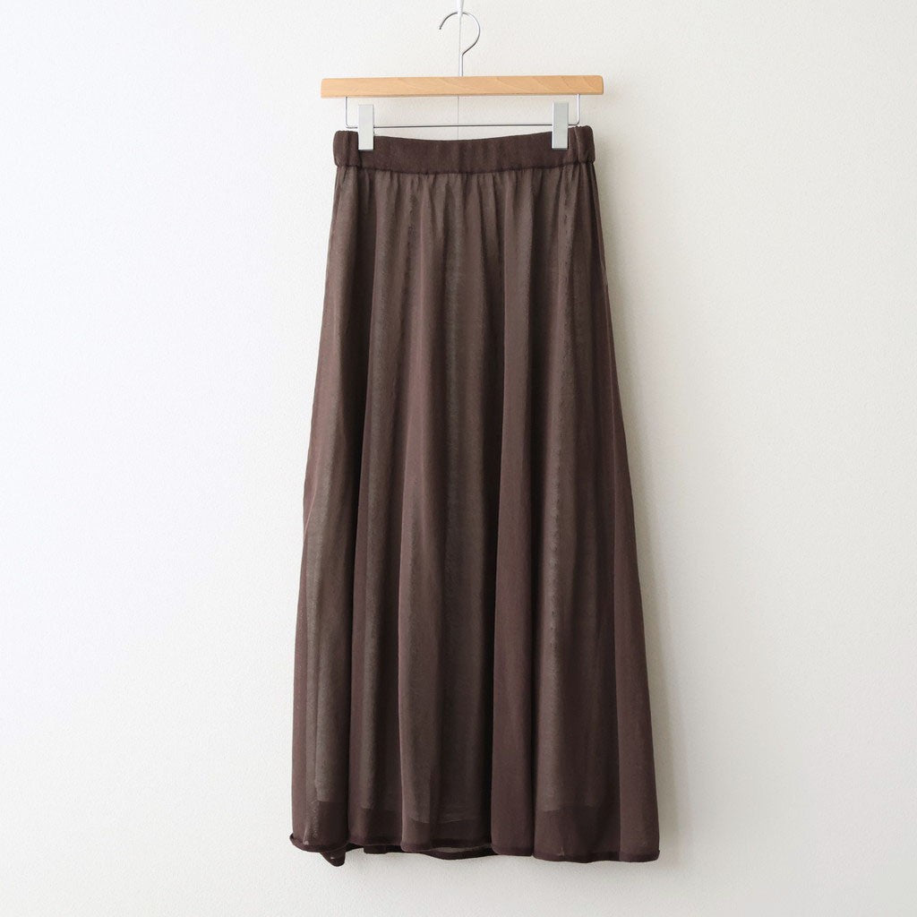 high-twisted cotton sheer knit layered skirt #charcoal brown × mist green [WXSP-UW139]