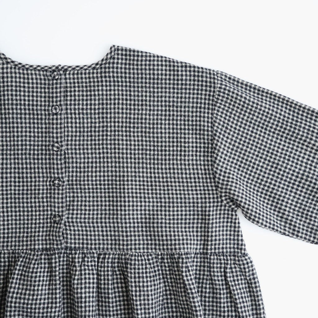 BOILE WOOL SMALL GINGHAM CHECK GATHERED CREW NECK PULLOVER #9981 BLK (BLACK/ECRU SAND CHECK) [NMDS26582]