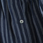 60s AUTO LOOM COTTON/LINEN STRIPE BANDED COLLAR FRENCH/SL PINTUCK SHIRTS #3991 NAVY/OFF.WHITE STRIPE [INSL26331]