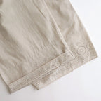80s VOILE PLAIN WITH CUT WORK LACE EASY PANTS #8200 LT.BEIGE [INSL23224]