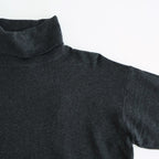 14GG 2PLY PLAIN STITCH COTTON/WOOL/CASHMERE TURTLE NECK PULLOVER #9800 CHARCOAL [GNSL24541]