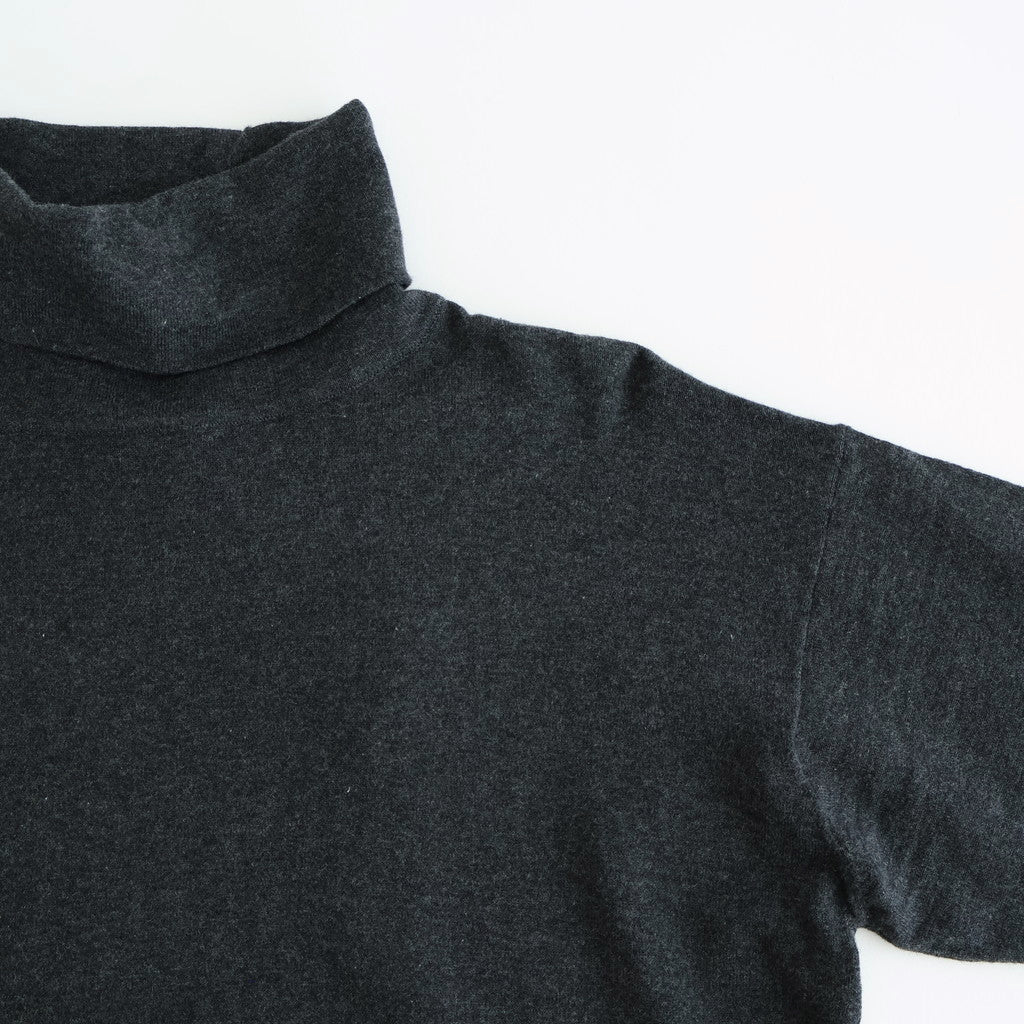 14GG 2PLY PLAIN STITCH COTTON/WOOL/CASHMERE TURTLE NECK PULLOVER #9800 CHARCOAL [GNSL24541]