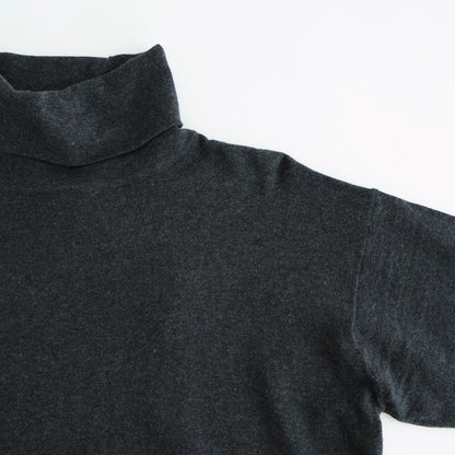 14GG 2PLY PLAIN STITCH COTTON/WOOL/CASHMERE TURTLE NECK PULLOVER #9800 CHARCOAL [GNSL24541]