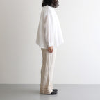80s COTTON VOILE PLAIN BANDED COLLAR GATHER SHIRT #9100 OFF WHITE [NSL25041]