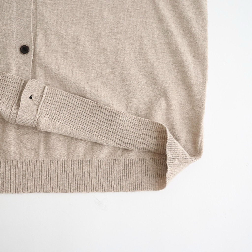 14GG PLAIN STITCH COTTON/NYLON/SILK V-NECK CARDIGAN #8200 LT.BEIGE [NNSL26503]