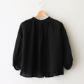 LINEN HEMP SMOCK BLOUSE #Black [no.7421]