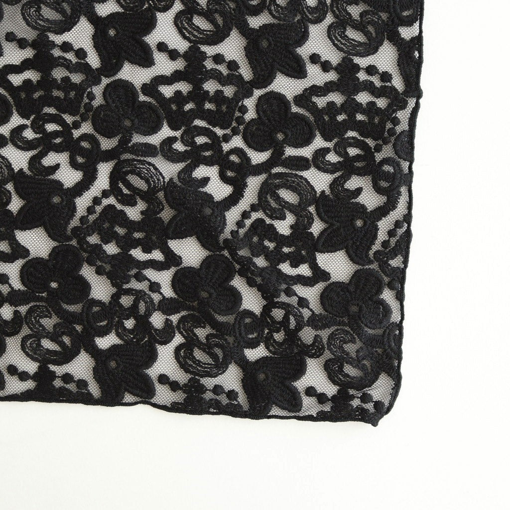 CROWN MOTIF LACE TRIANGLE STOLE #Black [no.7531]
