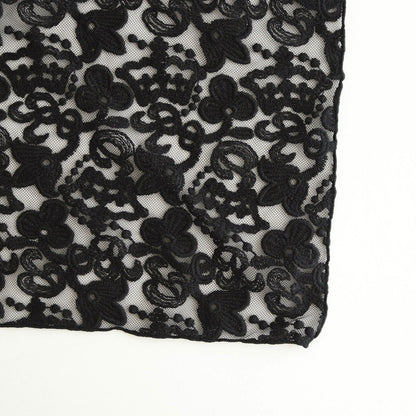 CROWN MOTIF LACE TRIANGLE STOLE #Black [no.7531]