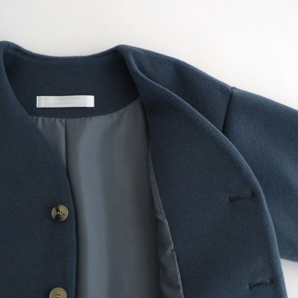 うつくしい沈黙 Collarless long coat #blue gray [TLF-126-co002-FW]