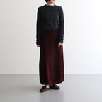 ex.superfine lambs wool & rayon mole skirt #burgundy [WVFL-UW110]