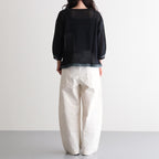 鏡の森：Gathered sleeves sweater #black×dark aqua [11263-11407]
