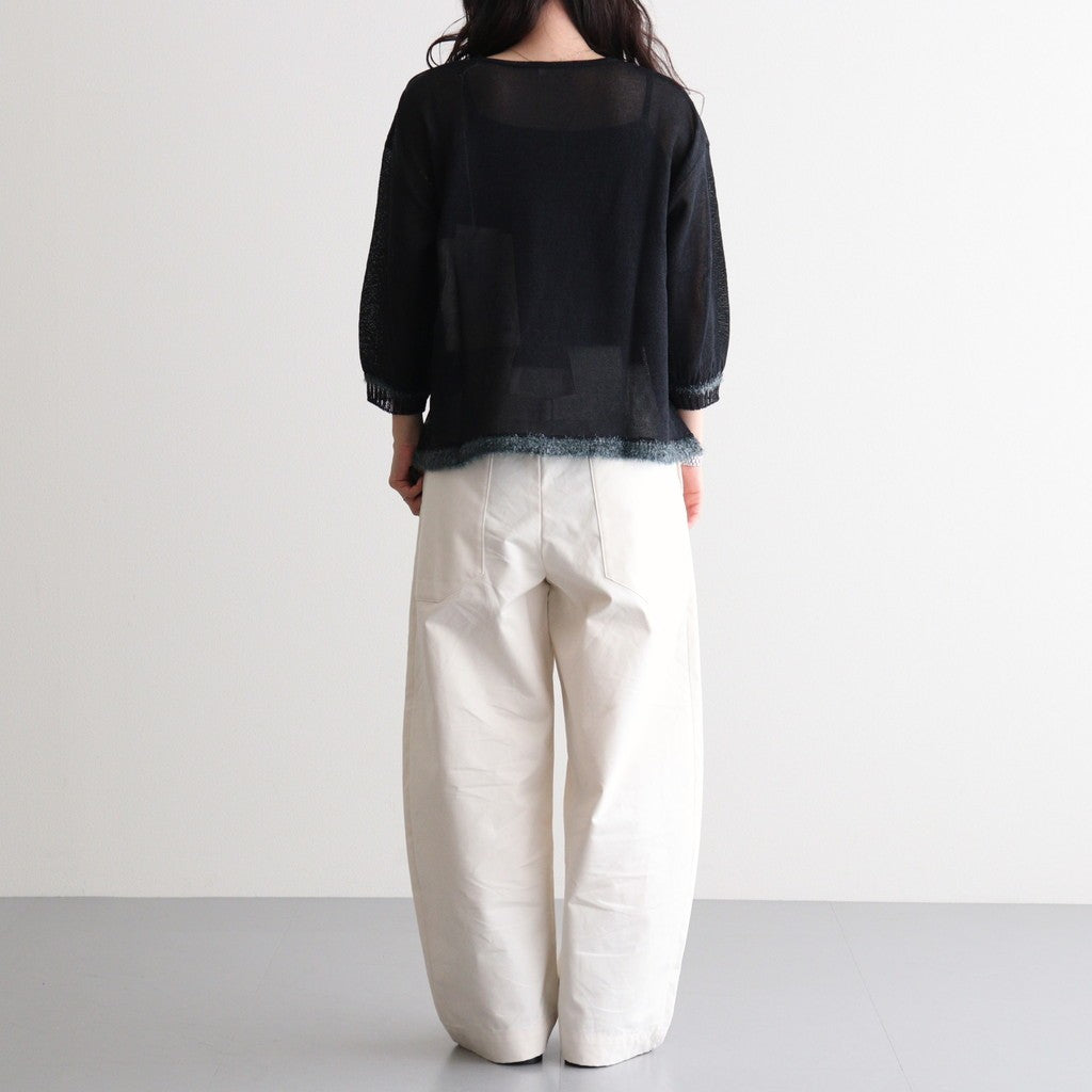 鏡の森：Gathered sleeves sweater #black×dark aqua [11263-11407]