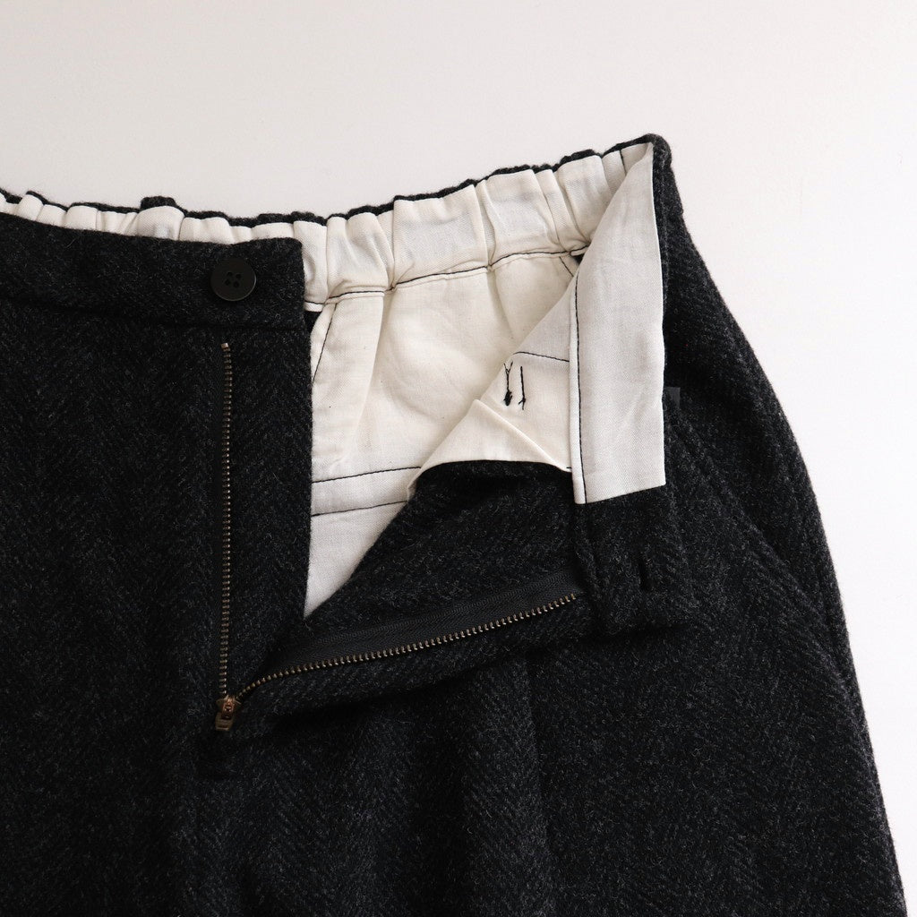 Bishu original wool herringbone tuck pants #black herringbone [TS243PT099]