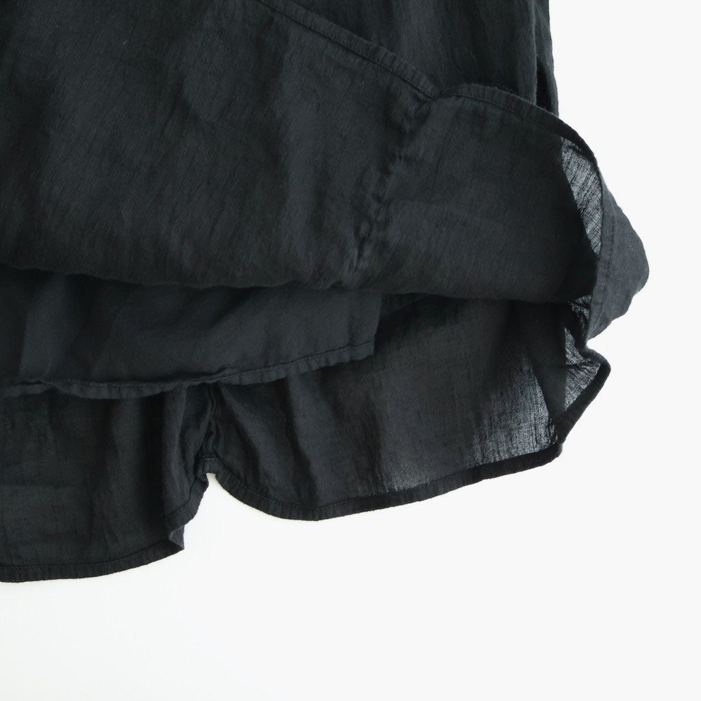 60s AUTOLOOM LINEN/COTTON PLAIN OVERDYE GATHERED SKIRT #9900 BLACK [INMDS26012D]