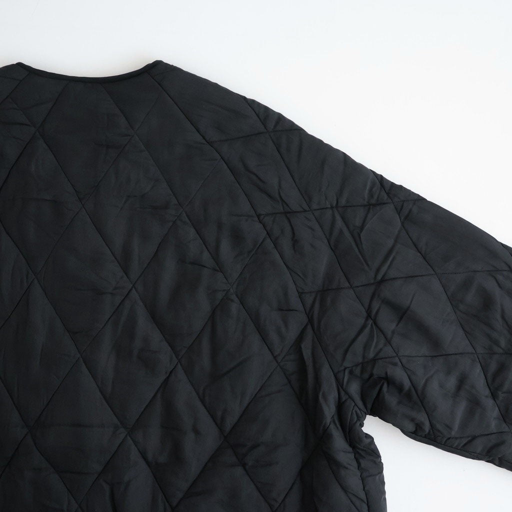 BANGALORE SILK PLAIN PADDED C-NECK SHORT COAT #9900 BLACK [NMDS26551]