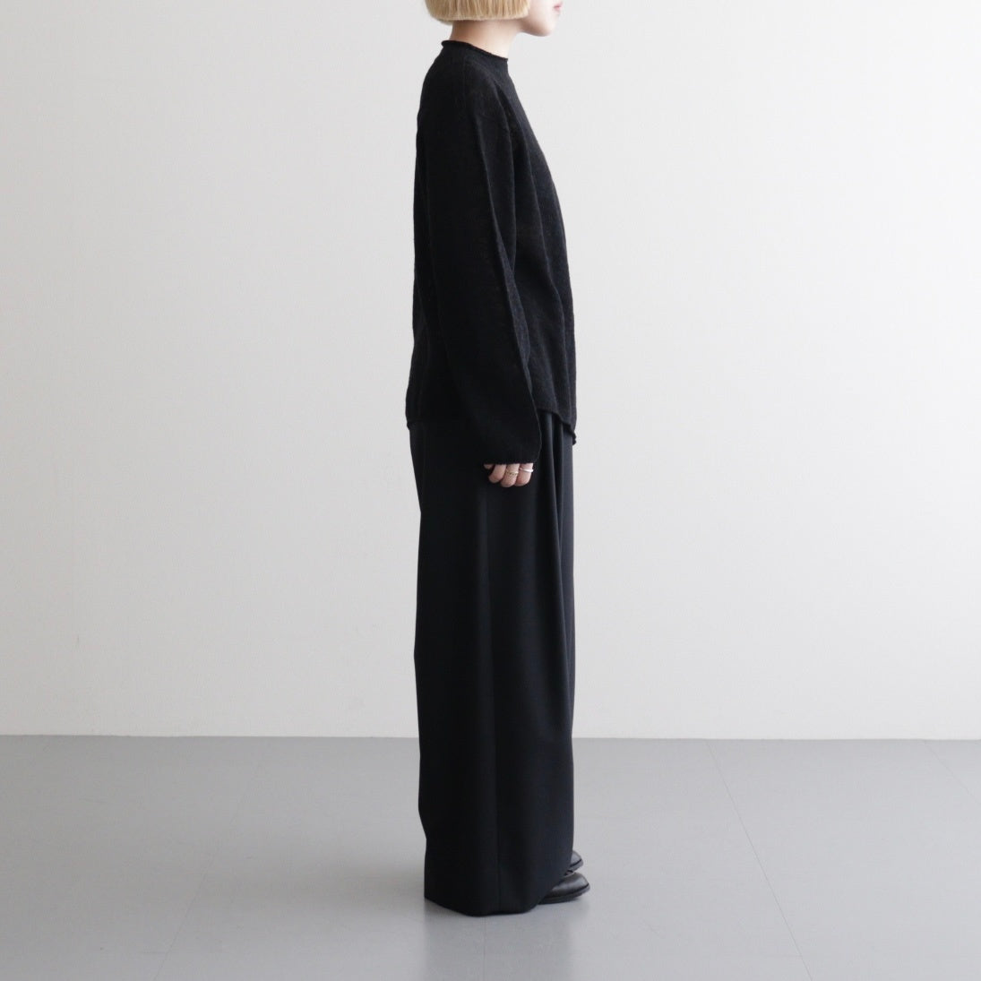 cotton & silk slub yarn bottle-neck P/O #black [WXSP-UW125]