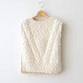 夜を紡ぐ Knitted vest #ecru [TLF-126-hkn001]