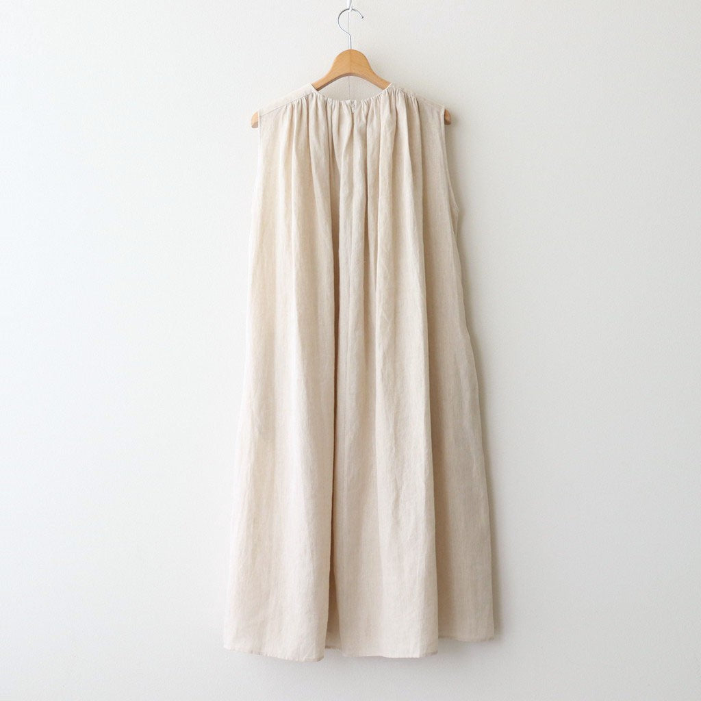 DENSELY LINEN GATHER DRESS #Antique White [no.7310]