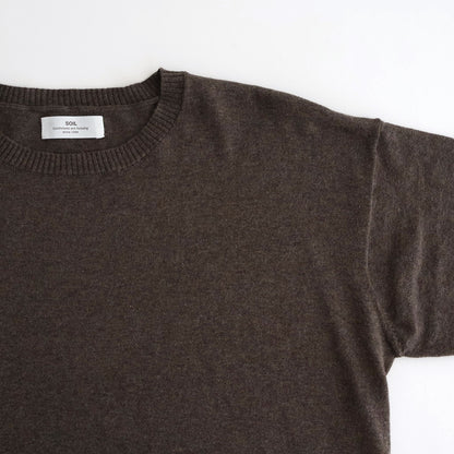14GG 2PLY PLAIN STITCH COTTON/WOOL/CASHMER CREW-NECK PULLOVER #8600 BROWN [GNSL24542]