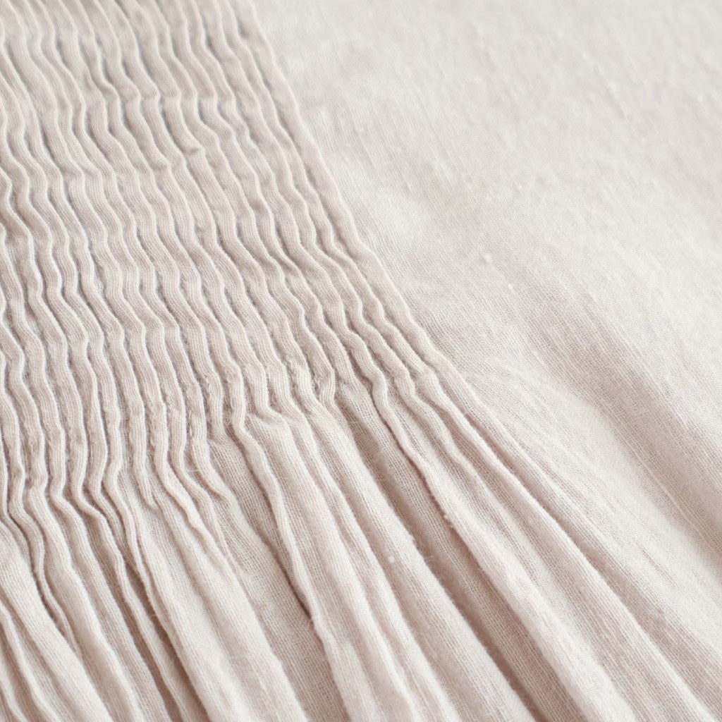 60s AUTOLOOM LINEN/COTTON PLAIN OVERDYE BACK OPENING CREW-NECK SHIRTS DRESS WITH MINI PINTUCK #940D D.GREY [INMDS26011D]