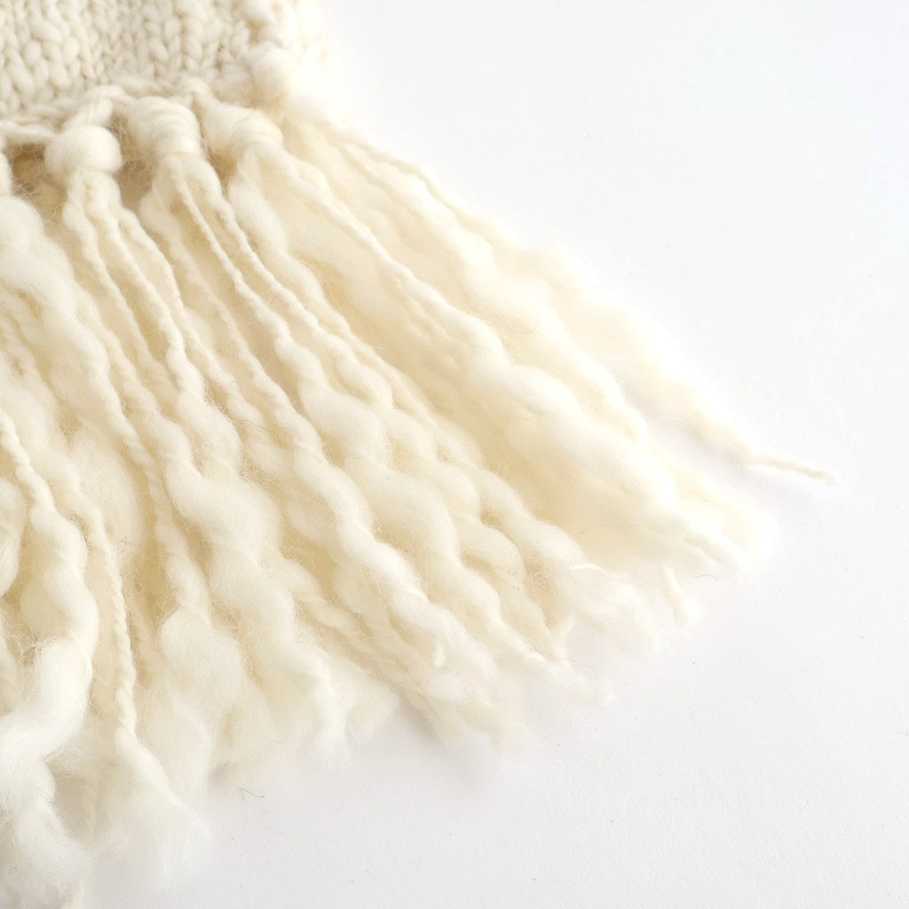 夜を紡ぐ Knitted fringe vest #ecru [TLF-126-hkn002]