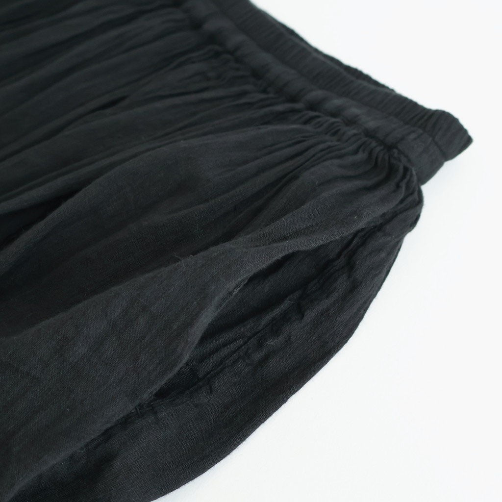 60s AUTOLOOM LINEN/COTTON PLAIN OVERDYE GATHERED SKIRT #9900 BLACK [INMDS26012D]