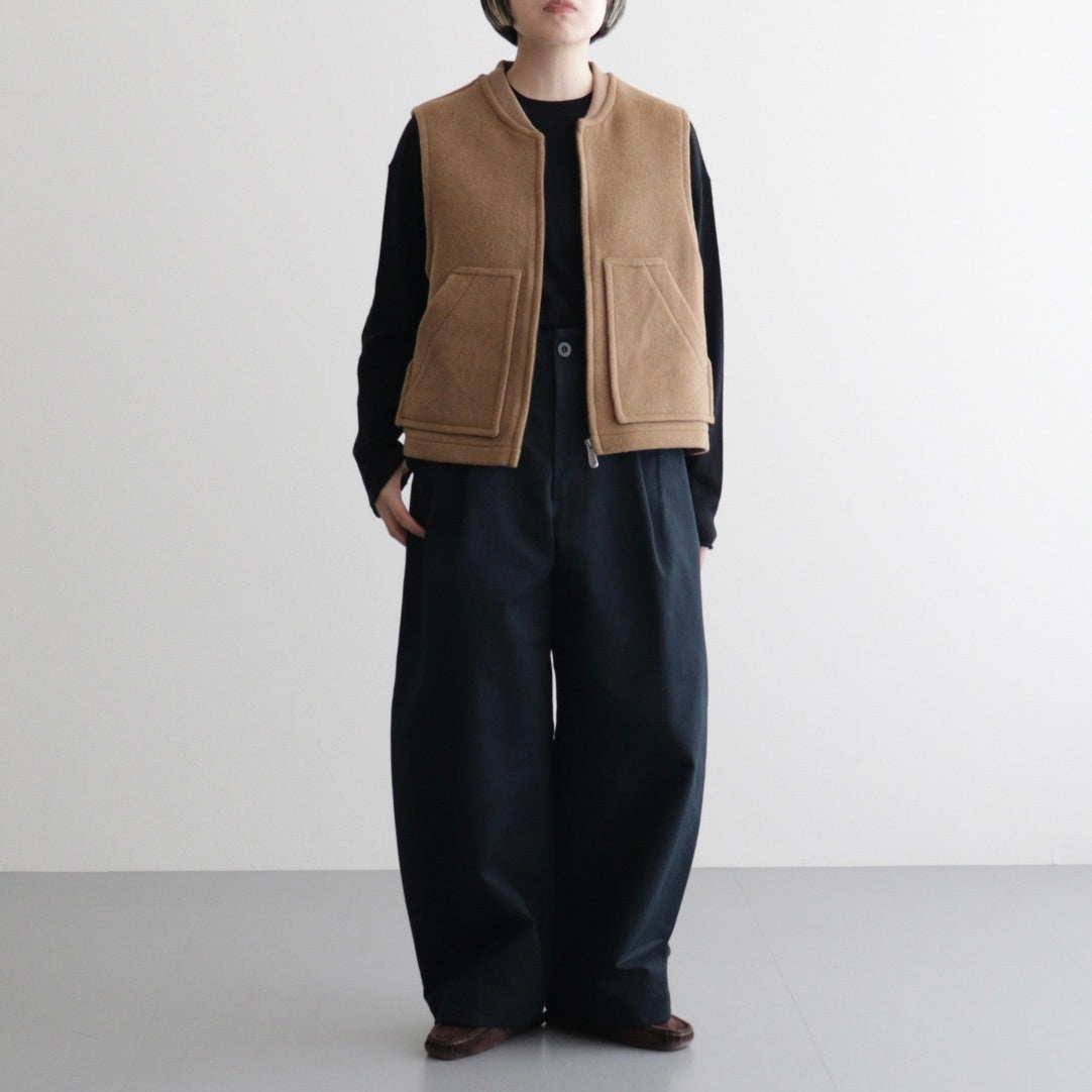 【 LONDON TRADITION × UNFIL 】wool blend double face zip-up vest #camel [WVFL-UW133]