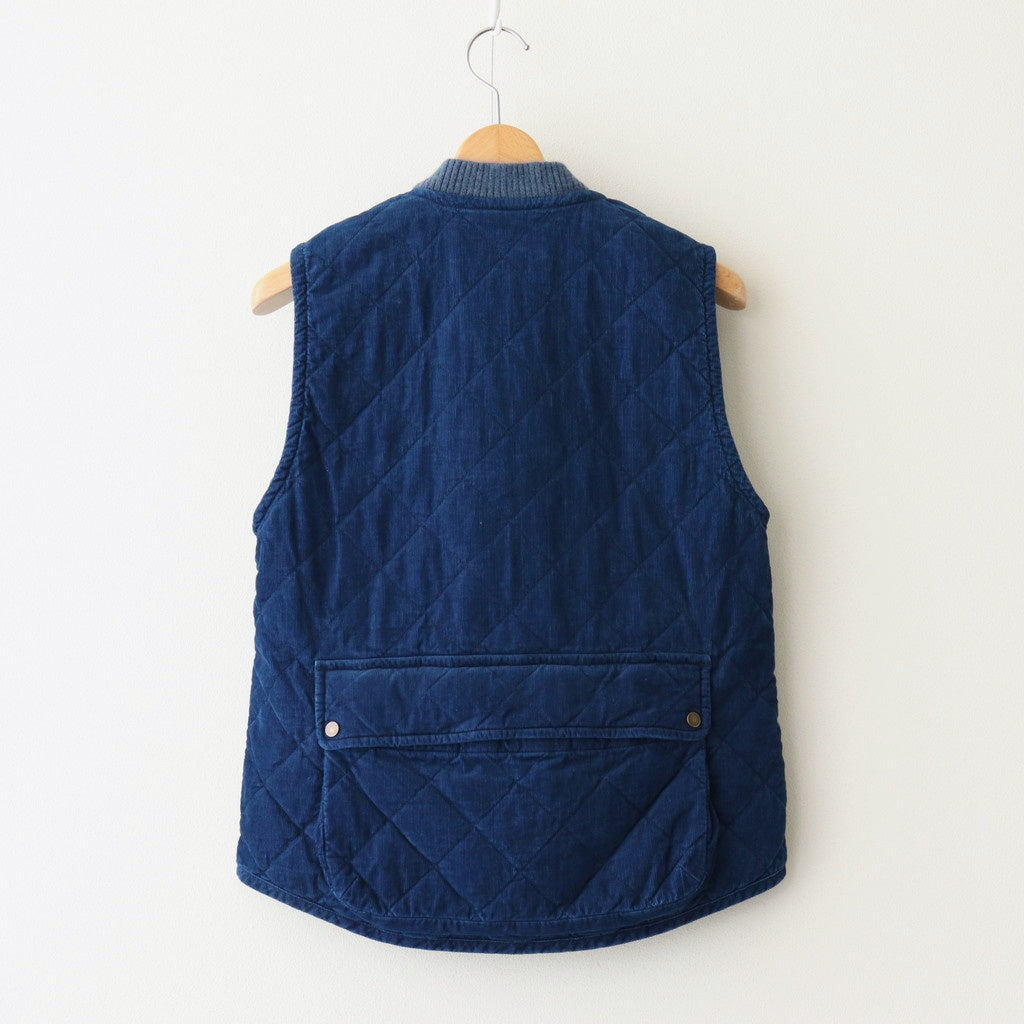 INDIGO LIGHT CORDUROY QUILTING VEST #Indigo [no.7036]