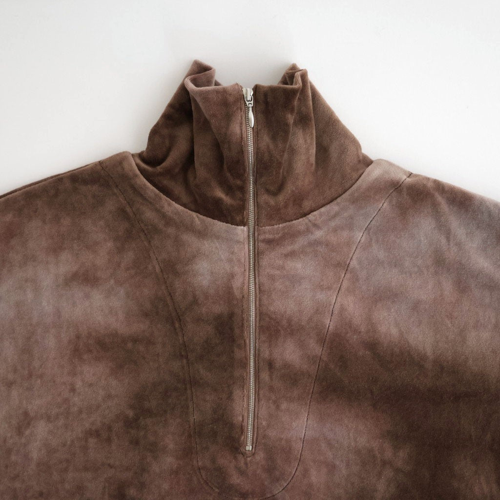 tie-dyed cotton velour high-neck P/O #cocoa brown × gray [WXFL-UW116]