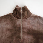 tie-dyed cotton velour high-neck P/O #cocoa brown × gray [WXFL-UW116]