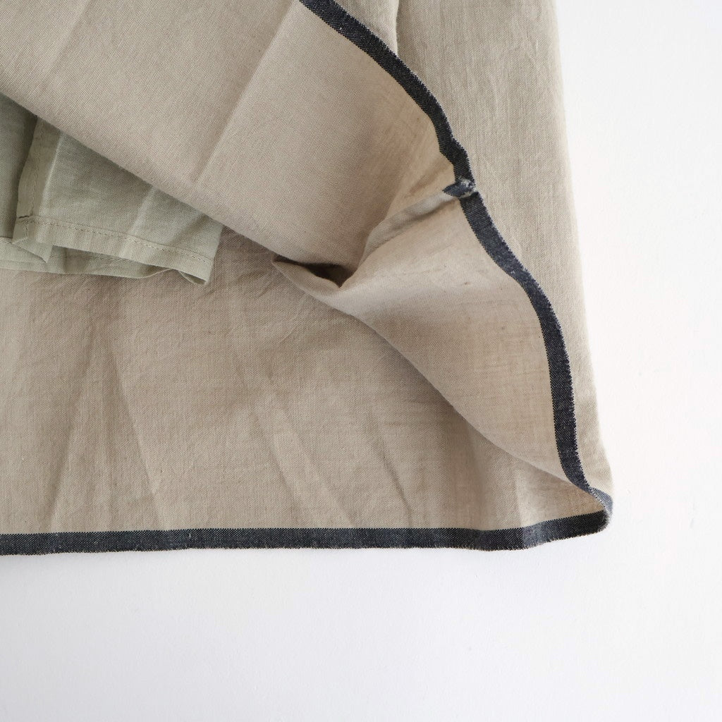 HANDWOVEN HEAVY COTTON PLAIN FLARED SKIRT WITH PINTUCK #8300 BEIGE/BLACK SELVAGE [INMDS25725]