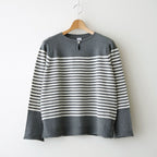 Stripe Long-sleeved Tee #Grey x Ecru [Oni068]