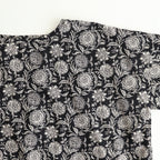 80s VOILE TWO TONE FLOWER PRINT GATHERED SMOCK #9982 BLACK x Lt BEIGE PRINT [NSL25082]