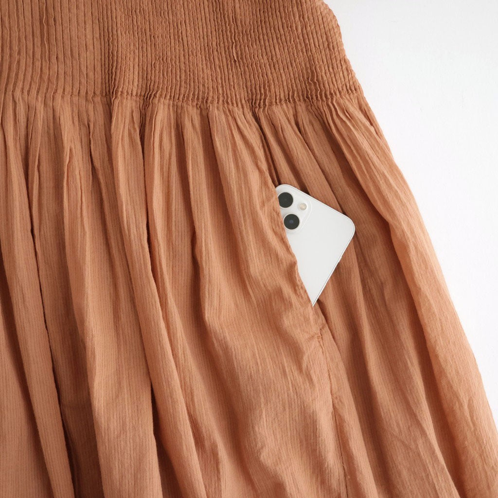 80s ORGANIC VOILE STRIPE (OVERDYE) BANDED SHIRT DRESS WITH MINI PINTUCK #6700 DK.ORANGE [NMDS26514D]