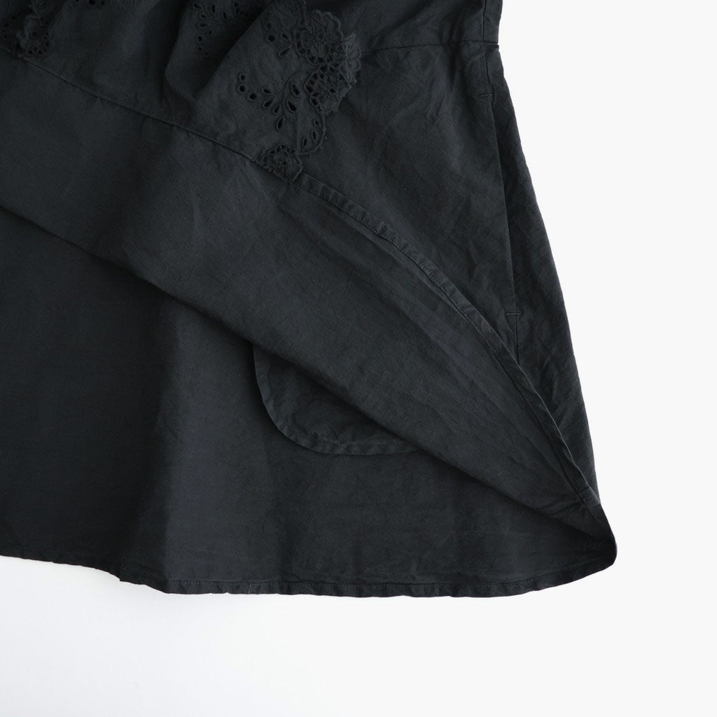 乾いた庭：ヘムレースオーバーシャツ #black [13261-05207]