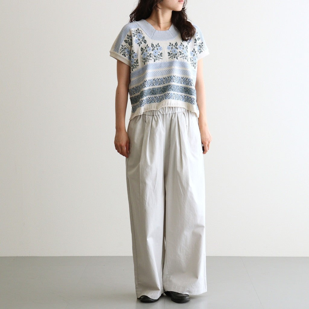 Flower Jacquard Knit Blouse #Off white [261807]