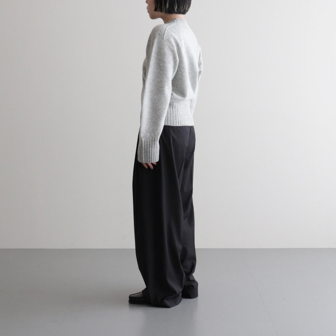 fine lambs wool crew-neck P/O #light gray [WVFL-UW117]