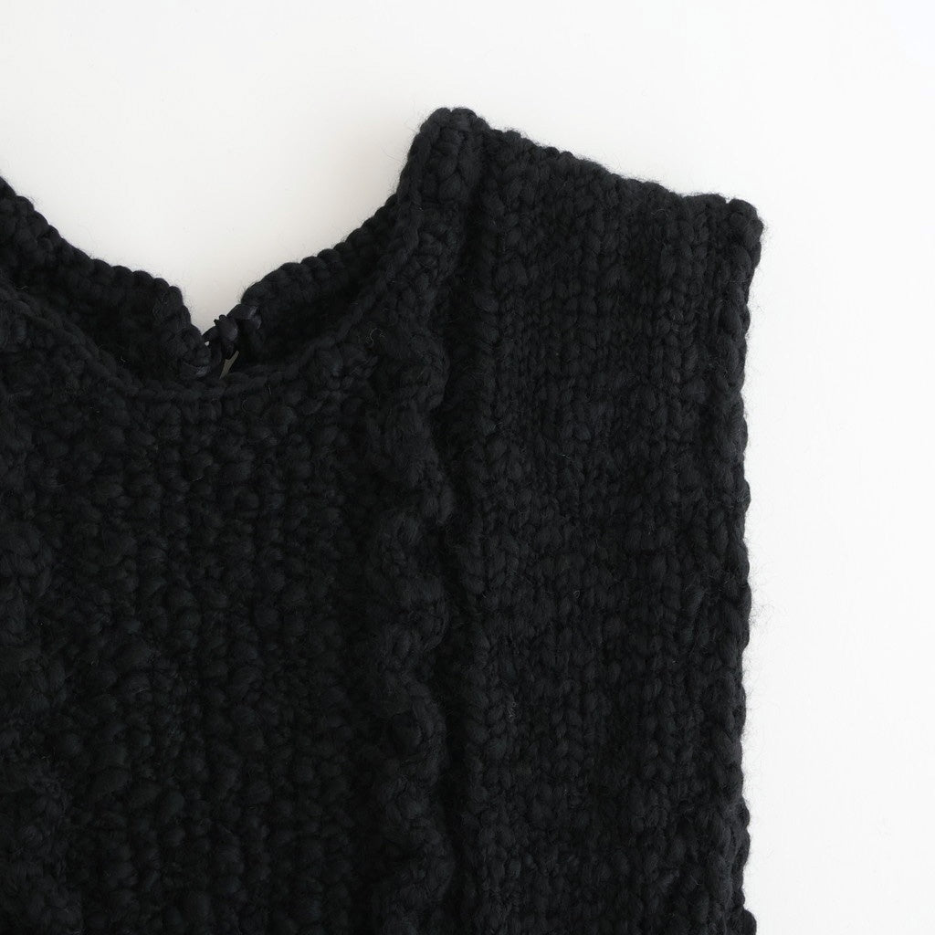 夜を紡ぐ Knitted fringe vest #black [TLF-126-hkn002]